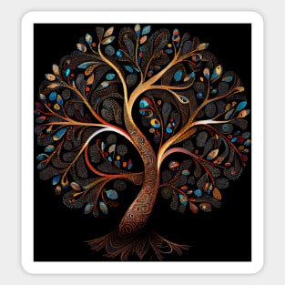 Aboriginal Art Inspired Tree of Life a digital dot art painting Sticker